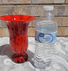 lot 14 image: Czech Orange with Black Vertical Stripe Vase