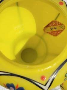 lot 17 image: Czech Lemon Art Glass Lidded Compote with Hand Painted Detail