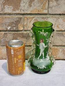 lot 31 image: Handpainted Green Moser Vase