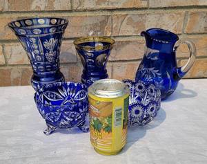 lot 39 image: Bohemian Crystal Cobalt Blue Cut to Clear Collection