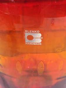 lot 60 image: Vintage Blenko Amberina Bubble Art Glass Vase