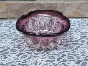 lot 6 image: Purple Art Glass Bowl, signed