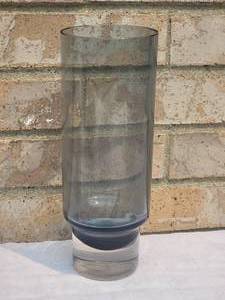 lot 7 image: Tapio Wirkkala Signed Finnish MCM Smoke Glass Cylinder Vase
