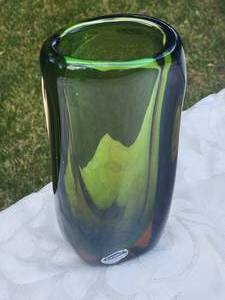 lot 83 image: Vintage Czech Green Art Glass Vase by Coynes