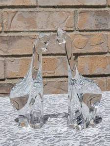 lot 93 image: Orrefors Sweden Crystal Giraffe Figurine Pair