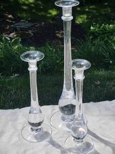 lot 108 image: Elonganted Teardrop Crystal Candlesticks