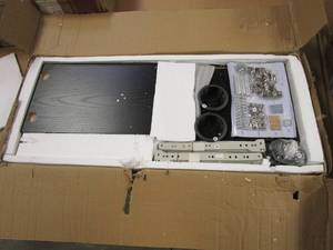 lot 413 image: Black Salon Beauty Cabinet, 3-Layer Rolling Trolley with Storage Drawer, Wheels and 2-Hair Dryer Holders (OPEN BOX)