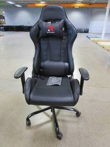lot 429 image: RimiKing Gaming Chair in Black with Lumbar Massage Pillow