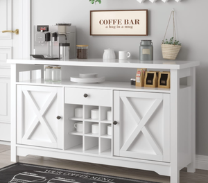 lot 461 image: Modern Coffee Bar Cabinet in White (SCRATCH & DENT, OPEN BOX)