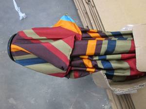 lot 464 image: 9 Blue, Red, Brown, Black & Orange Striped Umbrella