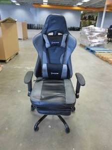 lot 467 image: Von Racer Black & Gray Gaming Chair with Lumbar Massage Pillow