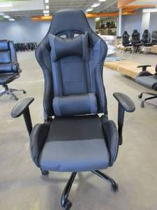 lot 478 image: Black & Gray Office Chair with Lumbar Support Pillow