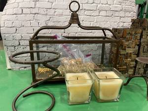 lot 46 image: Lot of Candles, Candle Holders, and Decorative Items.