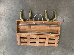 lot 101 image: Horseshoe Set. 2 Horseshoes, 2 Nails  Case.