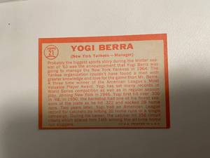 lot 154 image: 1964 Topps #21 Yogi Berra