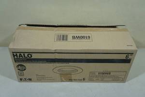 lot 128 image: Set of Six Halo 6 Recessed Light Trim -White