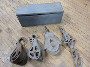 Antique Wood Box with Pulleys