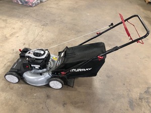 lot 1 image: 22 in. 140 cc Briggs & Stratton Walk Behind Gas Self-Propelled Lawn Mower with Front Wheel Drive and Bagger by Murray  Customer Returns See Pictures