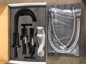 lot 40 image: 3-Holes 2-Handles Matte Black Wides pread Bathroom Faucets by Phiestina   Customer Returns See Pictures