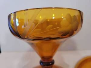 Vintage,1930s Etched Glass Candy Dish