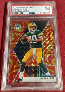 2020 Mosaic Reactive Gold Jordan Love Rookie Card - PSA 9