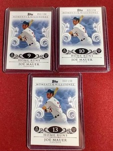 (3) Joe Mauer Moments & Milestones Cards - All #d150