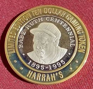 Babe Ruth $10 Silver Strike Gaming Token