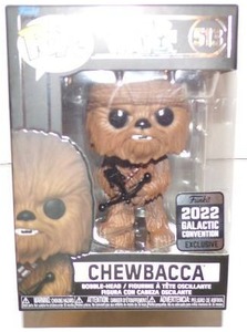 lot 110 image: Brand New Funko POP Star Wars Chewbacca #513 2022 Galactic Convention Exclusive