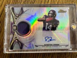 lot 100 image: Stefon Diggs Rookie Refractor Autographed Patch Card