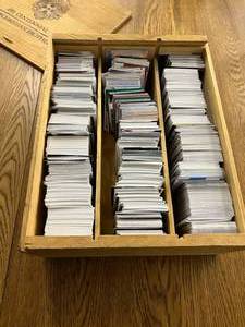 lot 102 image: Large Wood Box Full of Mixed Sport Cards