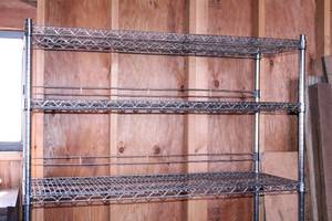 lot 79 image: 6 Chrome Wire Shelving with Casters