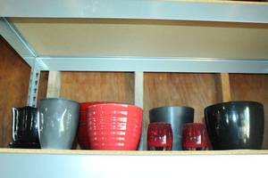 lot 20 image: Red and Gray Planters & Votive Holders