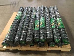 lot 10 image: Pallet of Assorted 25 ft. L x 36 in. H Plastic Fencing in Green with 2 in. x 2 in. Mesh Size Garden Fence by PEAK  Customer Returns See Pictures