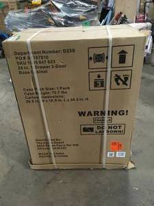lot 24 image: Husky Regular Duty Welded 24-Gauge Steel 1-Drawer 2-Door Garage Base Cabinet in Black (24 in. W x 33 in. H x 16 in. D) Customer Returns See Pictures