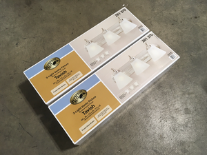 lot 29 image: 2 Lots of Hampton Bay Tavish 24 in. 3-Light Brushed Nickel Classic Bathroom Vanity Light with Frosted Shades  Customer Returns See Pictures