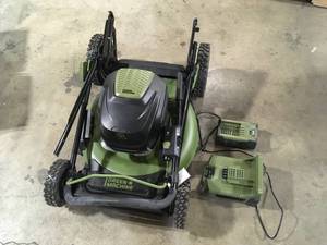 lot 31 image: 23 inch Cordless Mower by Green Machine   Customer Returns See Pictures