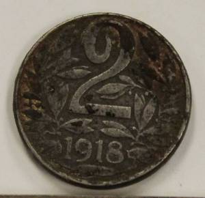 1918 Austria 2 Heller Bronze Rare Historical Coin