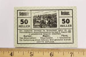 1920 German Uncirculated Bank Note 50 Heller, One Side Of It Is Blank (See Picture)