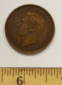 1934 King Georgivs Emperor One English Penny Large Bronze Coin