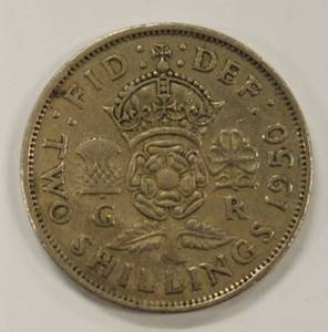 Two Shilling England King Georgivs VI 1950 Coin