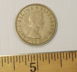 1958 England Queen Elizabeth One Shilling