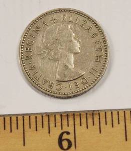 1957 England One Shilling Queen Elizabeth II Coin
