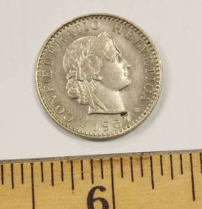 1967 Switzerland 20 Rappen Coin