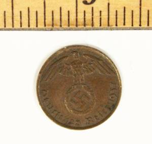 1937 Germany One Pfennig Rare Coin