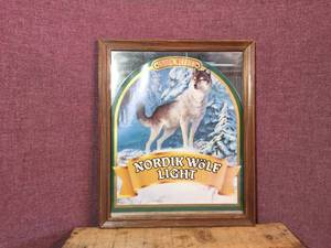 lot 19 image: Vintage Nordik Wolf Light Mirrored Beer Print