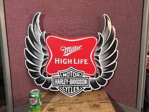 lot 21 image: Miller High LifeHarley Davidson Motorcycles Metal Sign