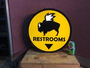 lot 23 image: Buffalo Wildwings Light-Up Restrooms Sign