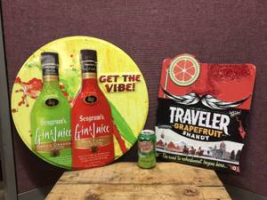 lot 98 image: Seagrams - Traveler Embossed Metal Signs