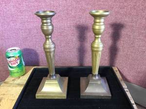 lot 159 image: Pair 10 12 Brass Candlesticks