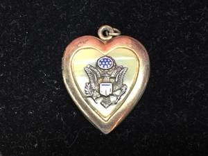 lot 194 image: Vintage 10K Gold on Sterling Heart Pedant